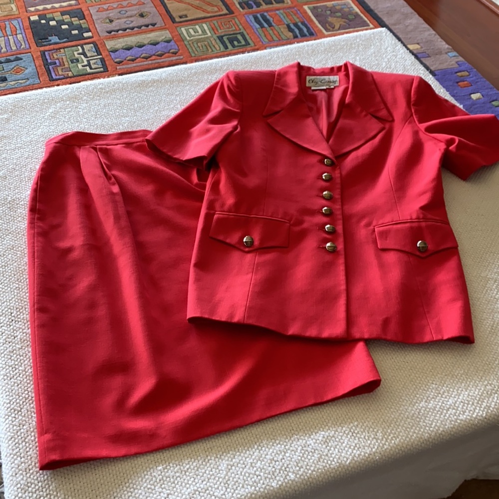 Oleg Cassini Short Sleeve Lined Skirt & Jacket Size 12 Vintage